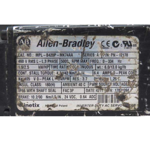 Allen Bradley | MPL-B420P-MK74AA | Servo Motor - Image 4