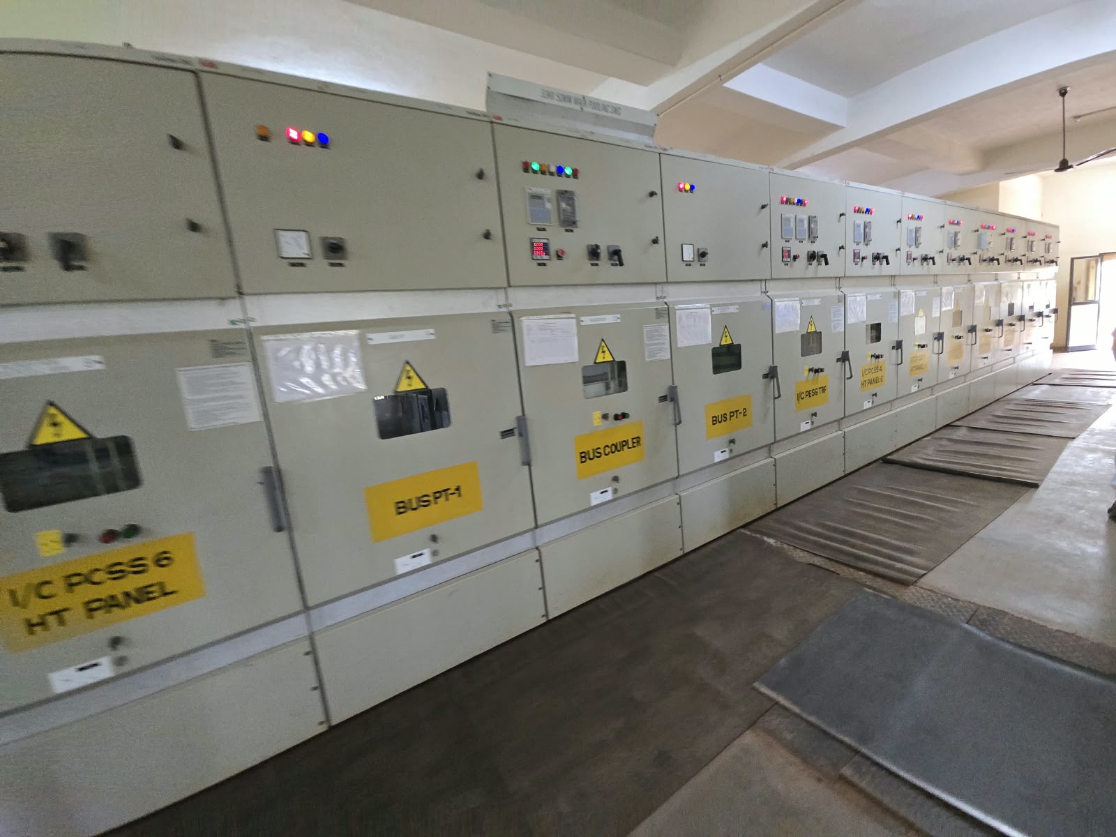 Row of solar inverter and HT control panels
