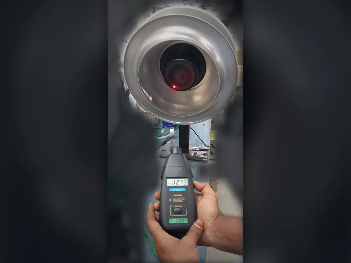 Blower impeller on the balancing machine at Star Automations