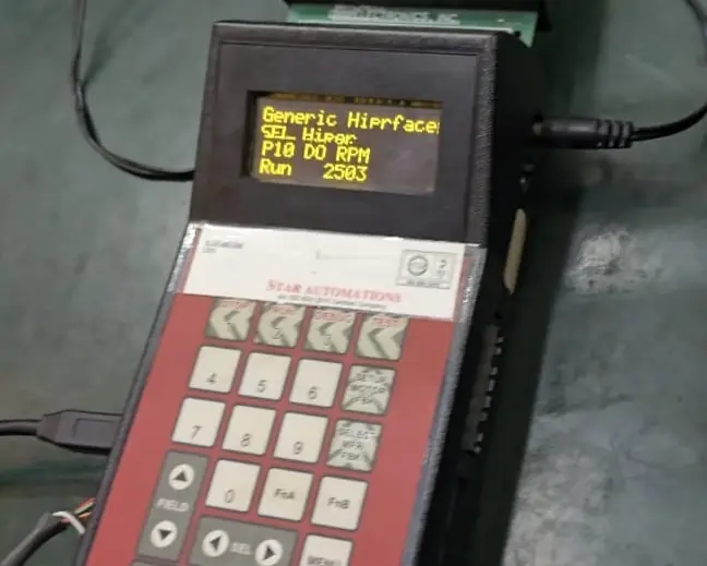 Star Automations' universal servo test system running a servo motor feedback check